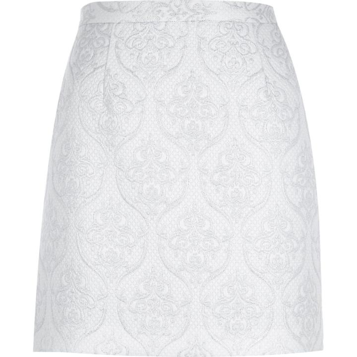 River Island Womens White Jacquard A-line Mini Skirt