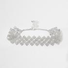River Island Womens Silver Tone Diamond Rhinestone Choker