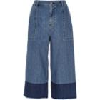 River Island Womens Denim Dip Dye Raw Hem Culottes