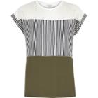 River Island Womens White Stripe Mesh Color Block T-shirt
