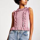 River Island Womens Fitted Frill Trim Knitted Top
