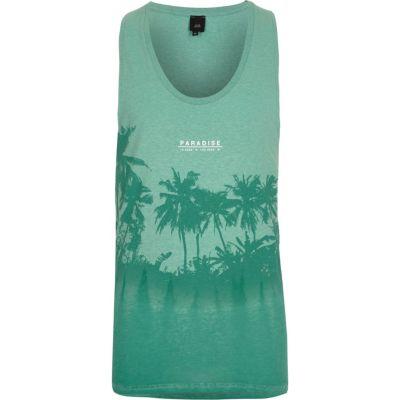 River Island Mens Palm Tree Print Burnout Vest