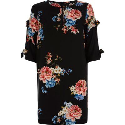 River Island Womens Floral Print Bow Sleeve Swing Dress