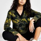 River Island Womens Camo Print V Neck Jumper