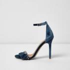 River Island Womens Velvet Embellished Barely There Sandals