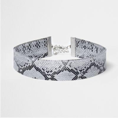 River Island Womens White Metallic Snake Choker