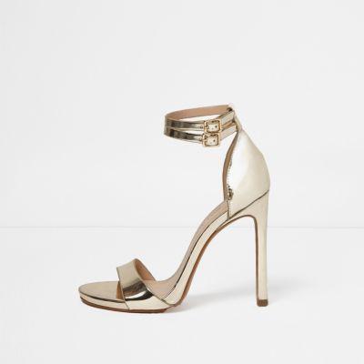 River Island Womens Gold Strappy Barely There Heels