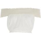 River Island Womens White Mesh Shirred Bardot Crop Top