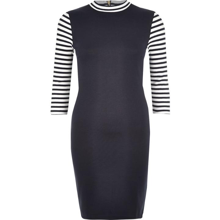 River Island Womens 3/4 Sleeve Stripe Bodycon Dress