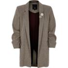 River Island Womens Heritage Check Ruched Sleeve Blazer