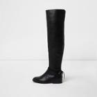 River Island Womens Leather Over The Knee Flat Boots