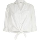 River Island Womens White Tie Knot Front Shirt