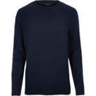 River Island Mensnavy Textured Waffle Sweater