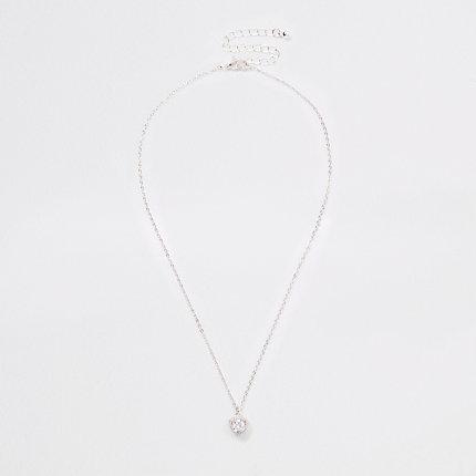 River Island Womens Silver Tone Rhinestone Triangle Necklace