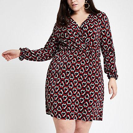 River Island Womens Plus Geo Heart Print Jersey Dress