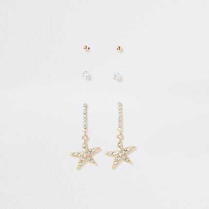 River Island Womens Metal - Er Starfish Drop Er Pk