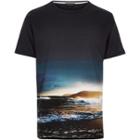 River Island Mensblack Waves Print T-shirt