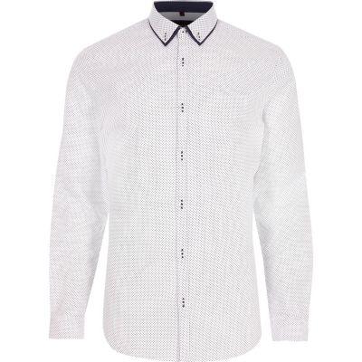 River Island Mens Big And Tall White Print Button-down Shirt