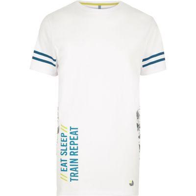 River Island Mens Ri Active White Print Mesh Sports T-shirt