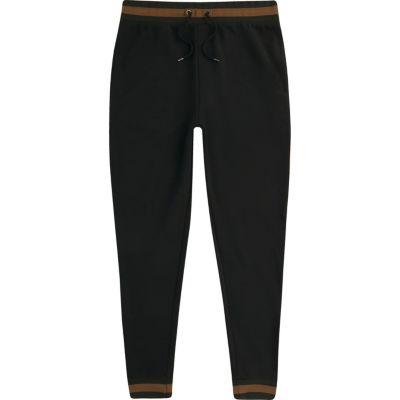 River Island Mens Slim Fit Tipped And Piped Joggers