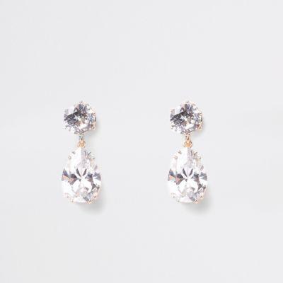River Island Womens Gold Tone Cubic Zirconia Clip On Earrings