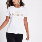 River Island Womens Petite White 'paris' Embroidered T-shirt
