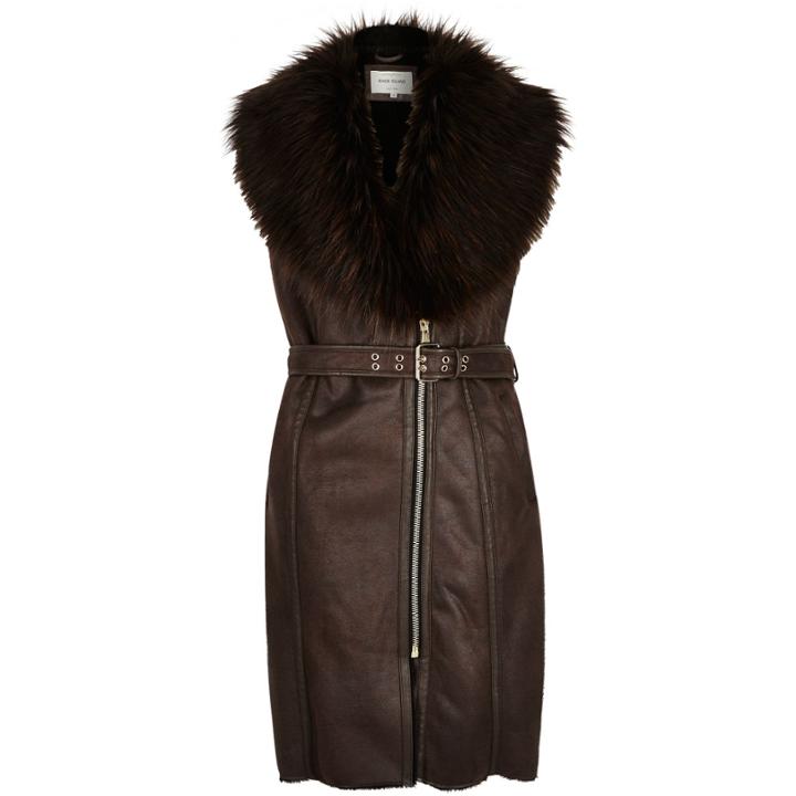 River Island Womens Faux Suede Longline Belted Jacket