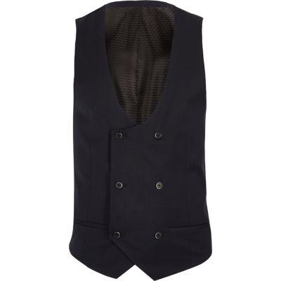 River Island Mens Double Breasted Tuxedo Waistcoat