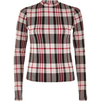 River Island Womens Check Turtleneck Top