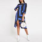 River Island Womens Stripe Split Front Midi Dress
