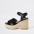 River Island Womens Cross Strap Wide Fit Espadrille Wedges