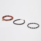 River Island Mens Bead And Faux Leather Bracelet Pack