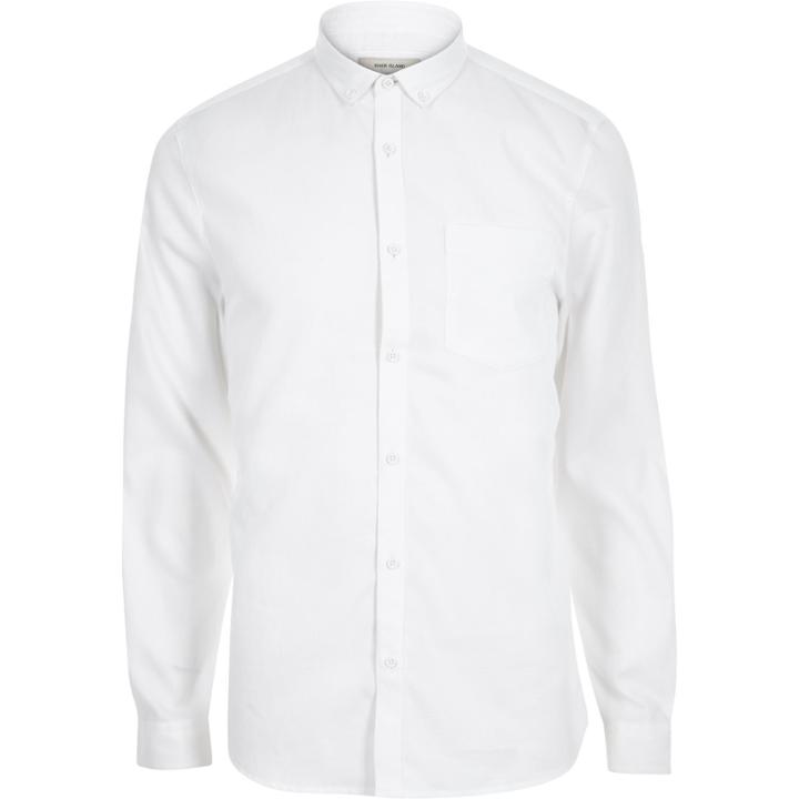 River Island Menswhite Melange Waffle Shirt
