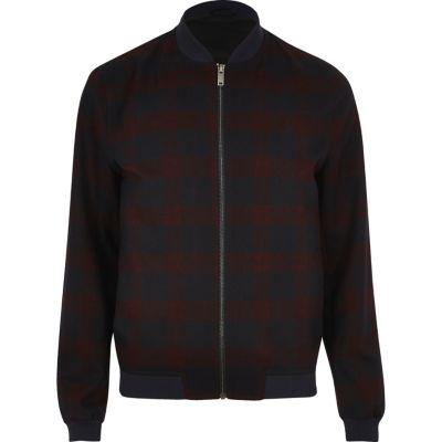 River Island Mensred Formal Check Bomber Jacket