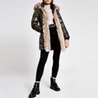 River Island Womens Hooded Padded Fur Trim Belted Coat