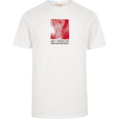 River Island Mens White '4d Vision' Slim Fit Crew Neck T-shirt