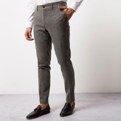 River Island Mens Wool Blend Skinny Fit Pants