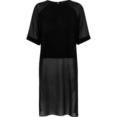 River Island Womens Chiffon Raglan Longline Side Split Top