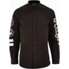 River Island Mensblack Systvm Printed Long Sleeve Shirt
