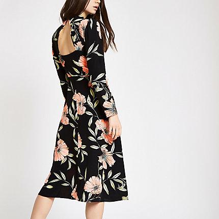 River Island Womens Floral High Neck Midi Dress