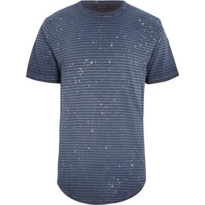 River Island Mens Only And Sons Stripe Curved Hem T-shirt