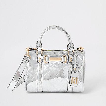 River Island Womens Silver Ri Embossed Cross Body Bag