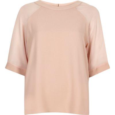 River Island Womens Nude Chiffon Sleeve Top