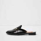 River Island Womens Patent Croc Embossed Backless Loafers