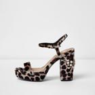 River Island Womens Leopard Print Rhinestone Platform Sandals