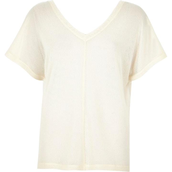 River Island Womens Fine Knit V-neck T-shirt