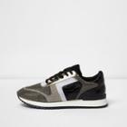 River Island Womens Metallic Croc Lace-up Runner Trainers