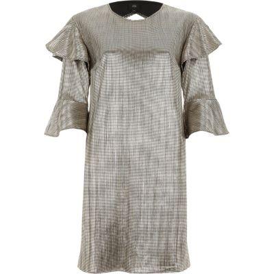 River Island Womens Gold Foil Frill T-shirt Dress