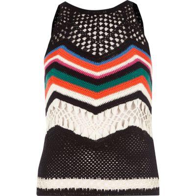 River Island Womens Multi Coloured Crochet Open Back Top