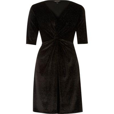 River Island Womens Sparkly Velvet Knot Dress